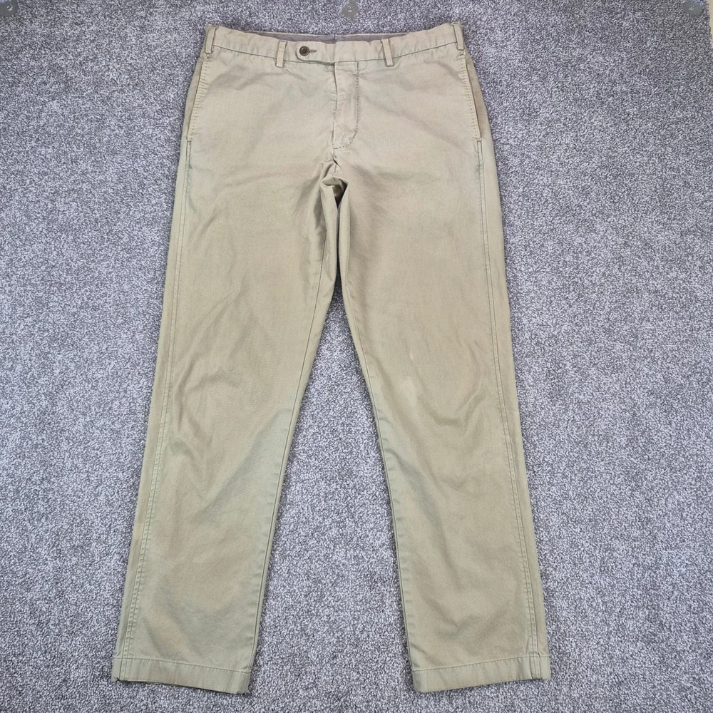 Sid Mashburn Chino Pants Mens 34 Tan Khaki Cotton Twill Straight Leg Trousers - Picture 1 of 10